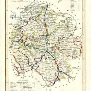 1860 Joshua Archer map of HEREFORDSHIRE England with outline colour (AM3/28)