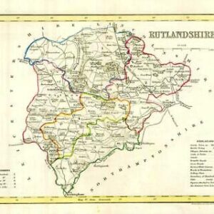 1860 Joshua Archer map of RUTLANDSHIRE England with outline colour (AM3/42)