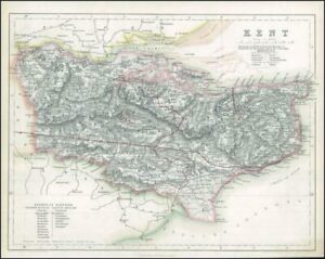 1842 Engraved Map of KENT by Fisher (FM2/17)