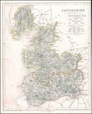 1842 Engraved Map of LANCASHIRE by Fisher (FM2/18)