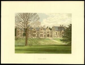 1885 Original Antique Print - View of  EXTON HOUSE Rutland East Midlands  (MH76)