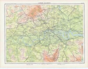 c1885 Large Map ENGLAND - LONDON RAILWAYS Bartholomew (RA62)