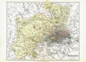 1885 Large Map of the County of MIDDLESEX by Weller (PCM23)