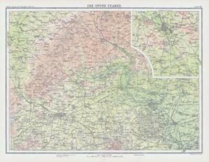 c1885 Large Map ENGLAND - THE UPPER THAMES Berks Bucks Bartholomew (RA42)
