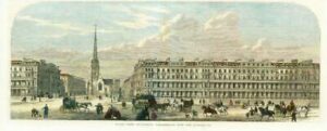 1866 LARGE PANORAMIC ANTIQUE PRINT - London LANCASTER GATE Hyde Park (HC2/45)