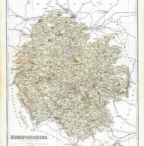 1885 Large Map of the County of HEREFORDSHIRE by Weller (PCM13)