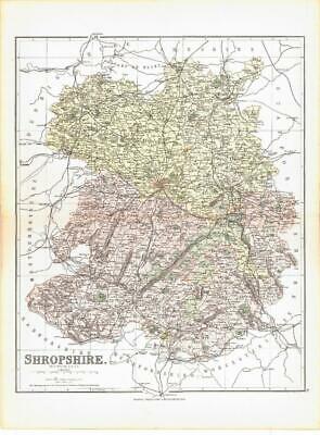 1885 Large Map of the County of SHROPSHIRE by Weller (PCM30)