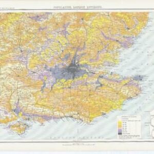 c1885 Large Map ENGLAND - POPULATION LONDON ENVIRONS Bartholomew (RA63)