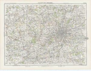 c1885 Large Map ENGLAND - SECTION XXIII MIDDLESEX Surrey Bartholomew (RA41)