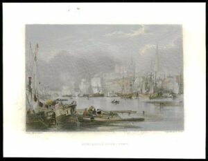 1842 Antique Colour Engraving - NORTHUMBERLAND View of NEWCASTLE UPON TYNE (091)
