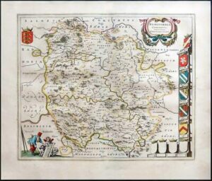 1659 Map of HEREFORDSHIRE Herefordia by Blaeu Spanish Edition (EB)