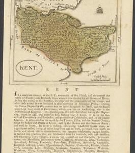c1787 Original Antique map by J SELLER "KENT" with original hand colour (006)