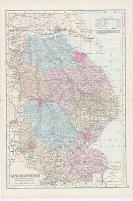 1883 Large Map of LINCOLNSHIRE Ordnance Survey by Bacon (BO24)