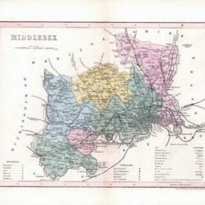1860 - Original antique colour map of "MIDDLESEX" by Joshua Archer (24)