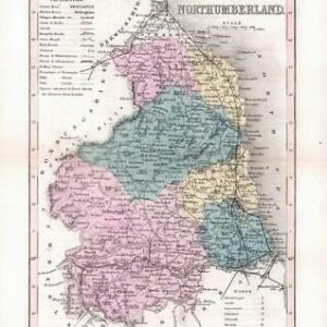 1860 - Original antique colour map of "NORTHUMBERLAND" by Joshua Archer (27)