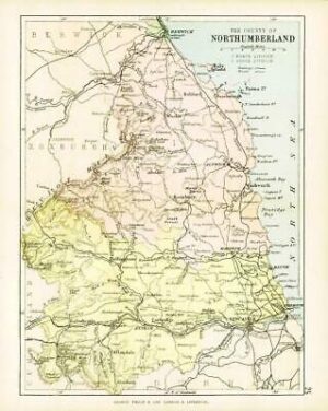 c1883 COUNTY OF NORTHUMBERLAND MAP Northamptonshire By George Philip (PC24)