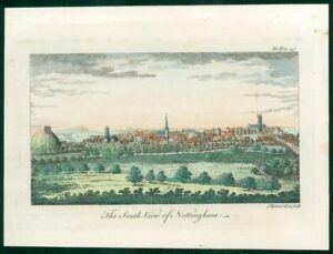1784 Original Antique Print - SOUTH VIEW OF NOTTINGHAM (wv10)