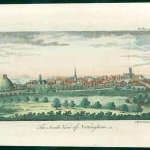 1784 Original Antique Print - SOUTH VIEW OF NOTTINGHAM (wv10)