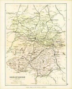c1883 COUNTY OF SHROPSHIRE MAP By George Philip (PC27)