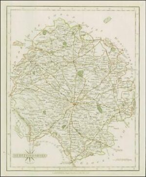 1793 Original Antique MAP of 'HEREFORDSHIRE' by John Cary (CM2/15)