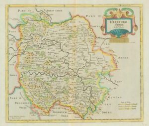 1722  Original Large Antique Map of HEREFORDSHIRE by Robert Morden (2)