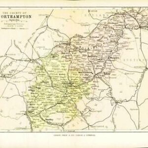 c1883 COUNTY OF NORTHAMPTON MAP Northamptonshire By George Philip (PC23)