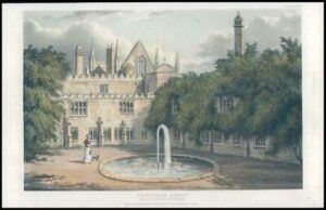 c1820s Antique Aquatint NEWSTEAD ABBEY Ravenshead Nottingham by Ackermann (AF73)