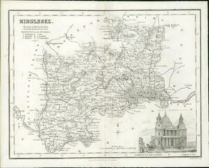 1836 - Original Antique Map of MIDDLESEX St Pauls Cathedral by Fullerton (22)