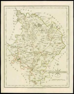 1793 Original Antique MAP of 'HUNTINGDONSHIRE' by John Cary Outline Colour (20)
