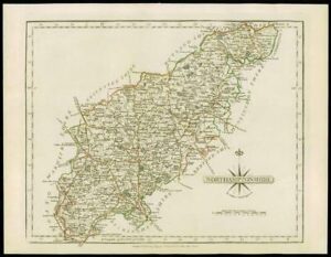 1793 Original Antique MAP of 'NORTHAMPTONSHIRE' by John Cary Outline Colour (28)