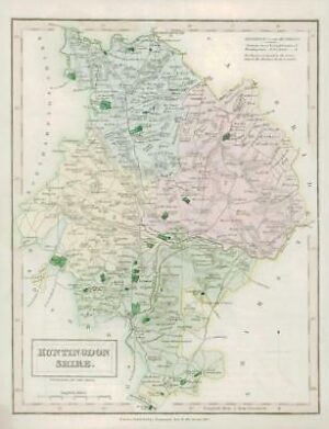 1833 Original Antique Colour Map of HUNTINGDONSHIRE by Chapman & Hall