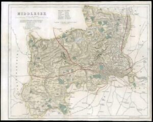 1842 - Original Antique Map of MIDDLESEX by Fisher (4)