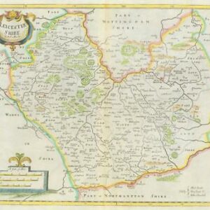 1722 Original Antique Map - LEICESTERSHIRE  by Robert Morden HAND COLOURED