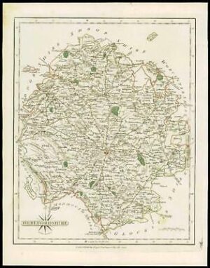 1793 Original Antique MAP of 'HEREFORDSHIRE' by John Cary Outline Colour (18)