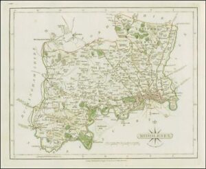 1793 Original Antique MAP of 'MIDDLESEX' by John Cary (CM2/22)