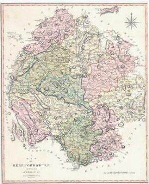 1800-10 Large Engraved Map of HEREFORDSHIRE by John Cary Original Colour (CL10)