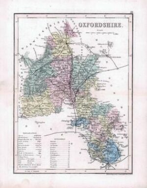 1860 - Original antique colour map of "OXFORDSHIRE" by Joshua Archer (30)