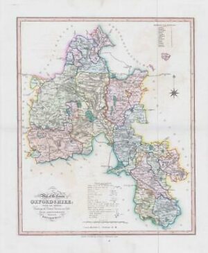 1833 Large Engraved Map OXFORDSHIRE William Ebden Duncan Original Colour (DUK22)