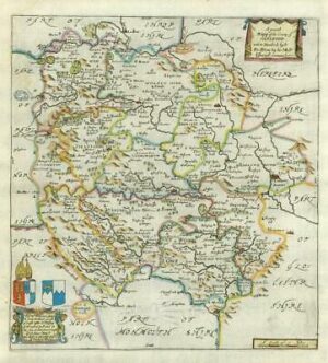 1673 1st ISSUE Map of Herefordshire 'A MAPP OF HEREFORDSHIRE' by Richard Blome