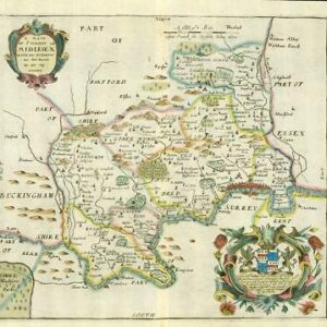1673 1st ISSUE Map of MIDDLESEX  'A MAPP OF MIDLESEX Hundreds' by Richard Blome