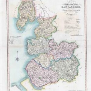 1833 Large Engraved Map LANCASHIRE by William Ebden Duncan Colour (DUK41)