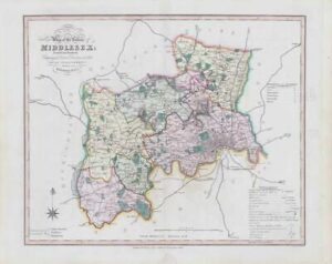 1833 Large Engraved Map HERTFORDSHIRE by William Ebden Duncan Colour (DUK8)