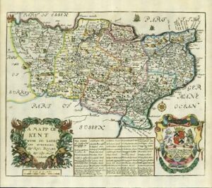 1673 1st ISSUE Map of Kent 'A MAPP OF KENT WITH ITS LATHS' by Richard Blome