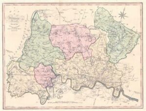 1800-10 Large Engraved Map of MIDDLESEX by John Cary Original Colour (CL18)