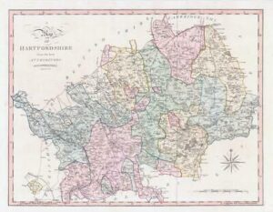 1800-10 Large Engraved Map of HARTFORDSHIRE Hertfordshire John Cary Colour (CL9)