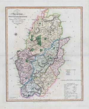 1833 Large Engraved Map NOTTINGHAMSHIRE by William Ebden Duncan Colour (DUK32)