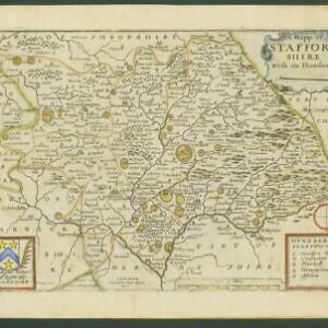1671 - Original Antique Map STAFFORDSHIRE by Richard Blome colour (LM5)