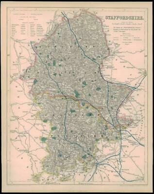1842 - Original Antique Map of STAFFORDSHIRE by Fisher (38)
