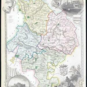 1837 Original decorative Antique MAP - HUNTINGDONSHIRE Thomas Moule Colour (14)