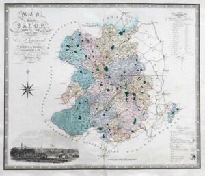 1830 Large Original Map of SHROPSHIRE by Greenwood Shrewsbury Salop (LM10)